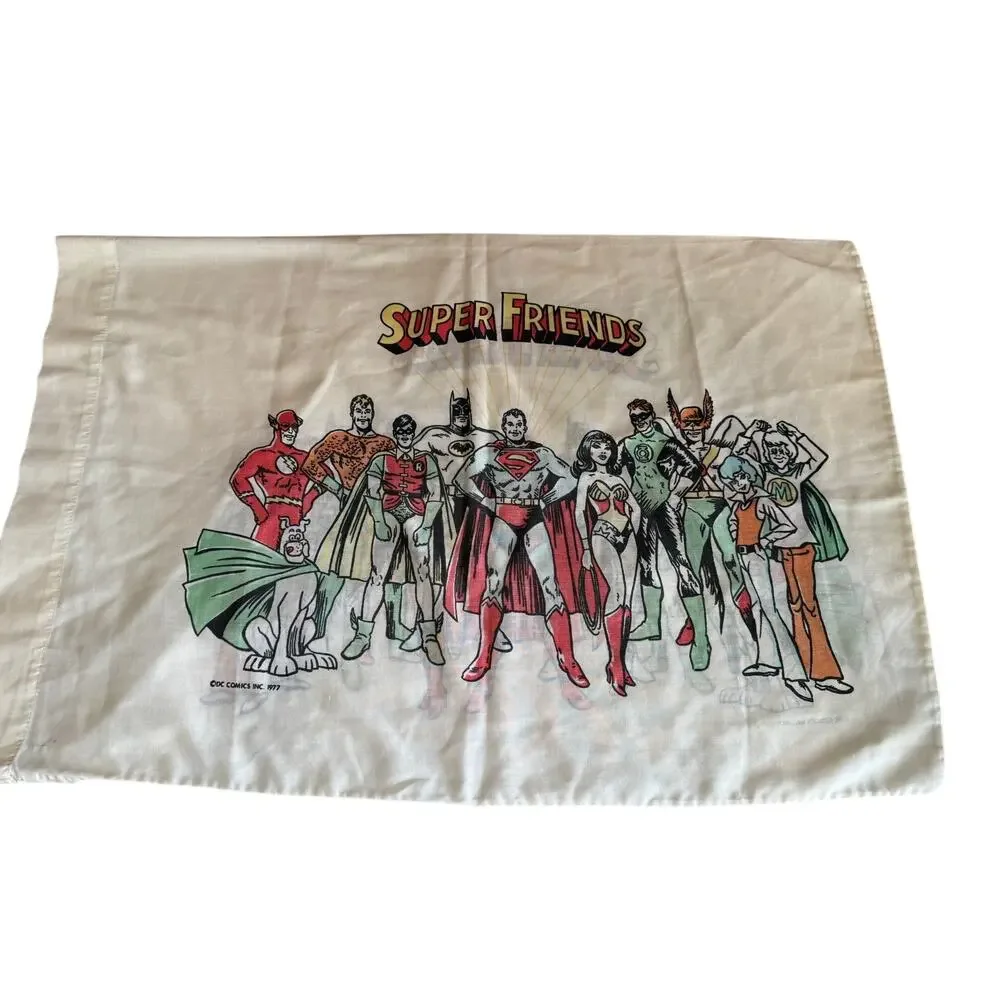 Vintage DC Comics Superfriends 1977 Pillowcase Superman Batman
